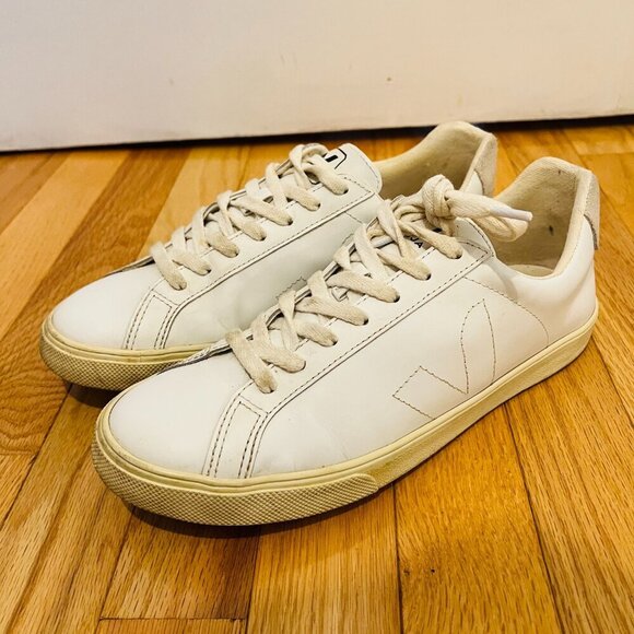 VEJA Low Esplar Leather Lace-Up Sneakers | White Great Condition Size 9 - Picture 8 of 16